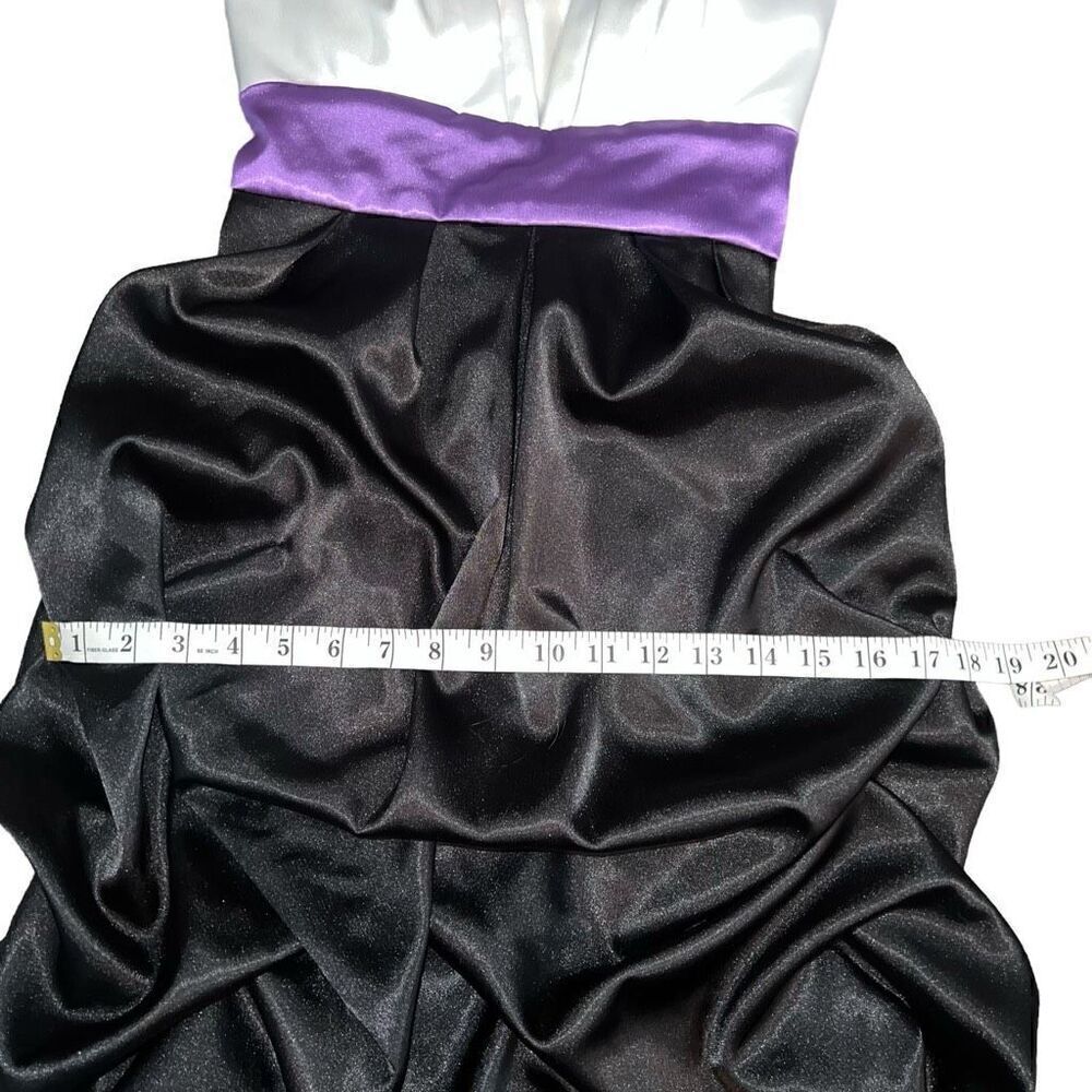 IZ BYER DRESS Color Block Junior Ruffle White Purple Black Tie Back Dress Size 5 - Picture 7 of 8